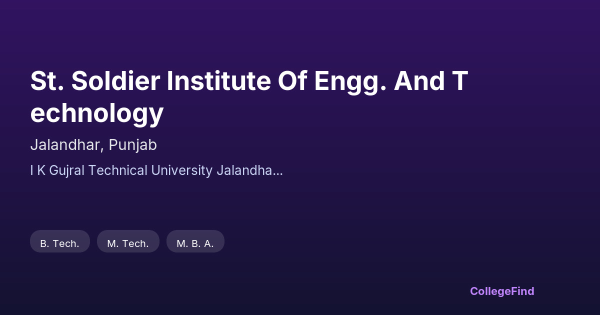 st. soldier institute of engg. and technology