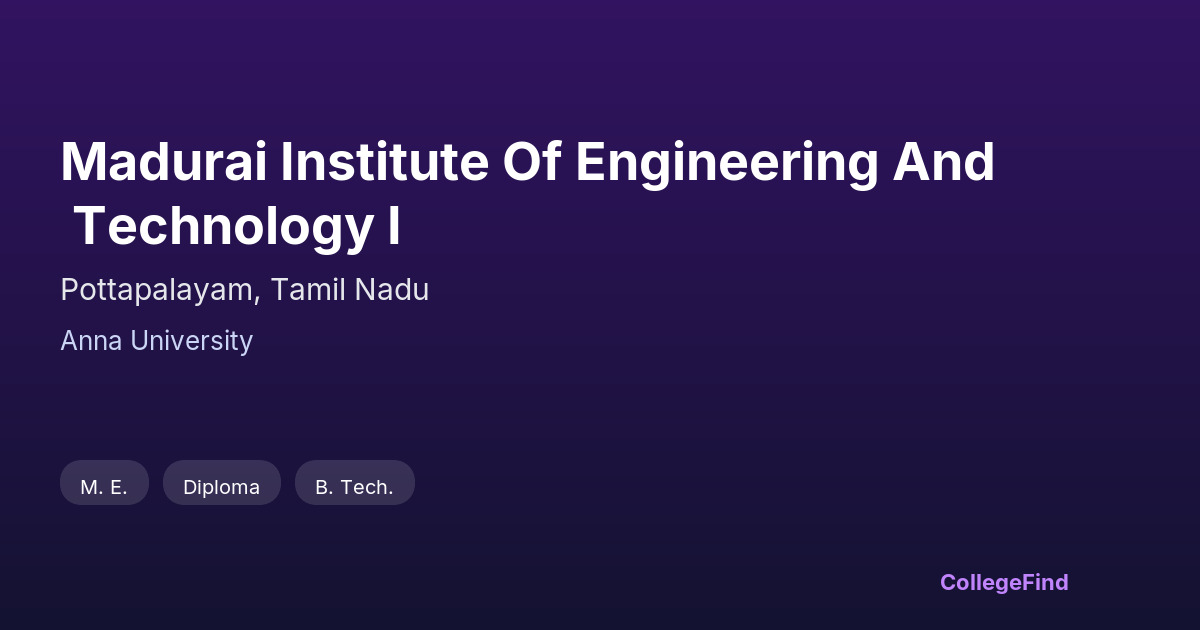 madurai institute of engineering and technology i
