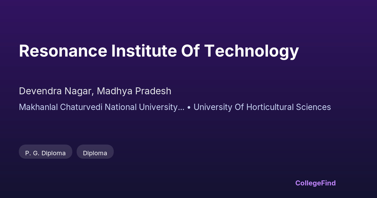 resonance institute of technology