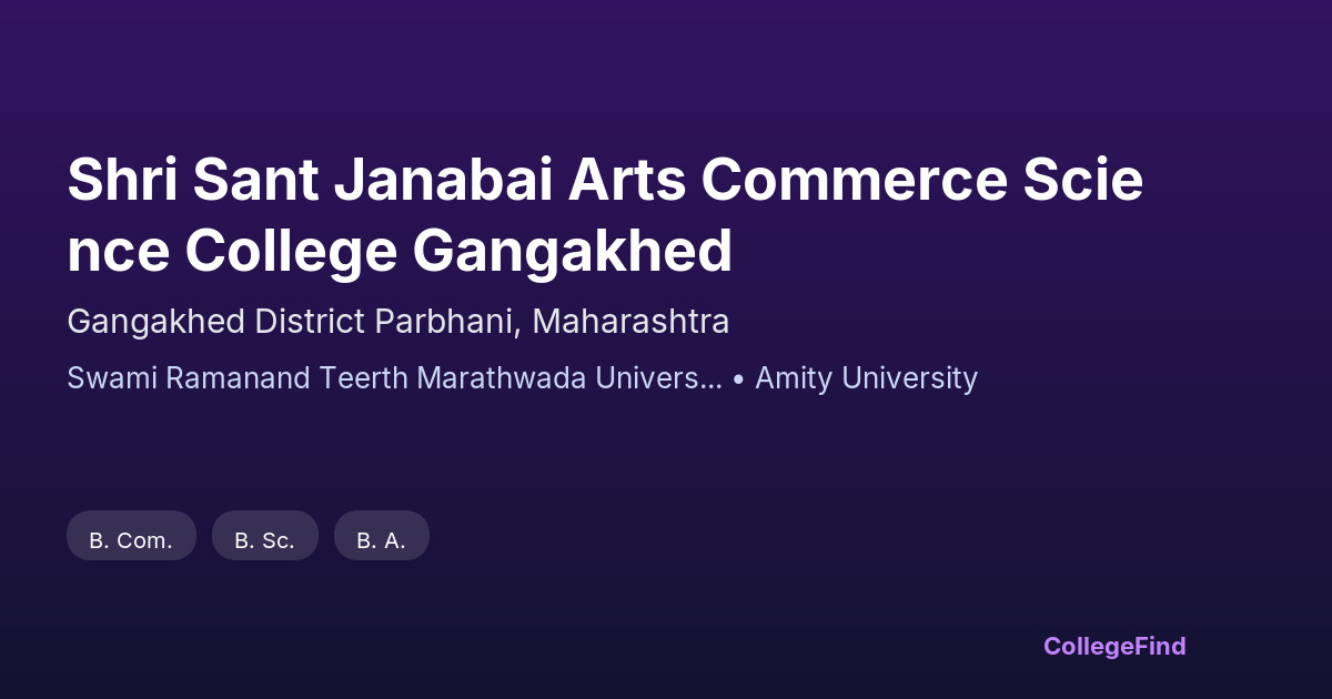 shri sant janabai arts commerce science college gangakhed