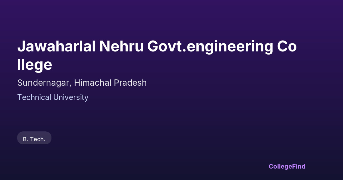 jawaharlal nehru govt.engineering college