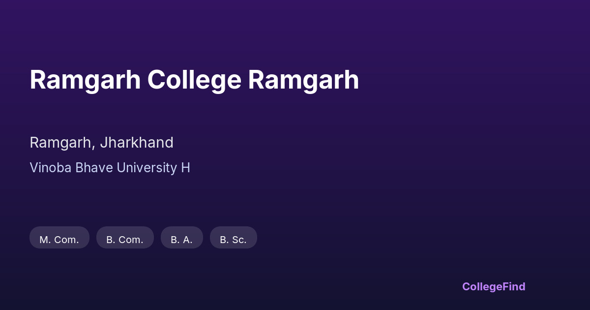 ramgarh college ramgarh