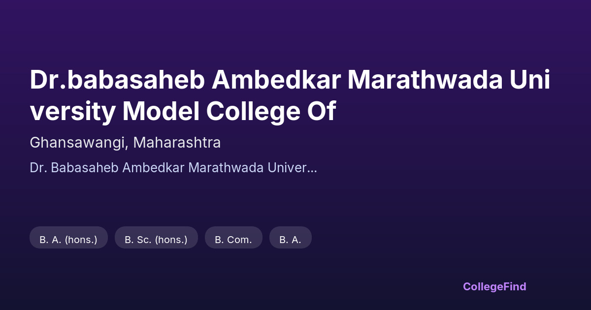 dr.babasaheb ambedkar marathwada university model college of