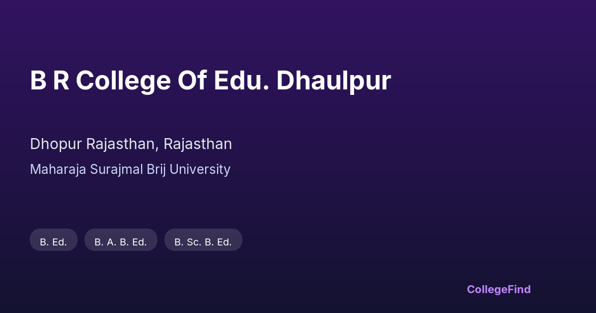 b r college of edu. dhaulpur