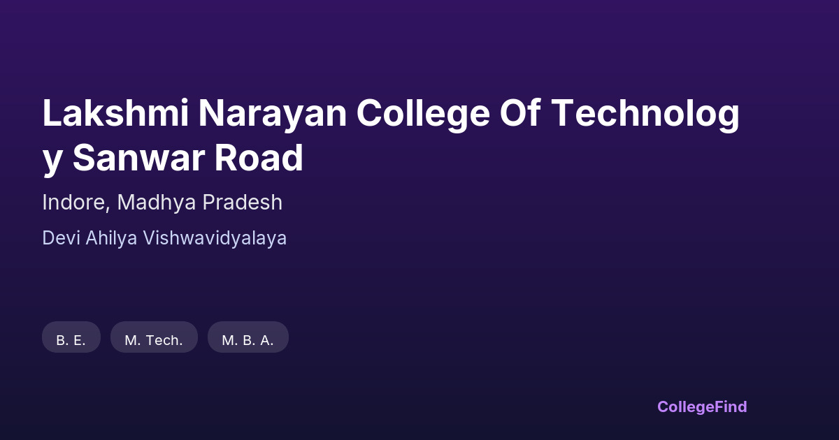 lakshmi narayan college of technology sanwar road