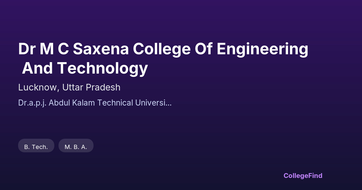 dr m c saxena college of engineering and technology
