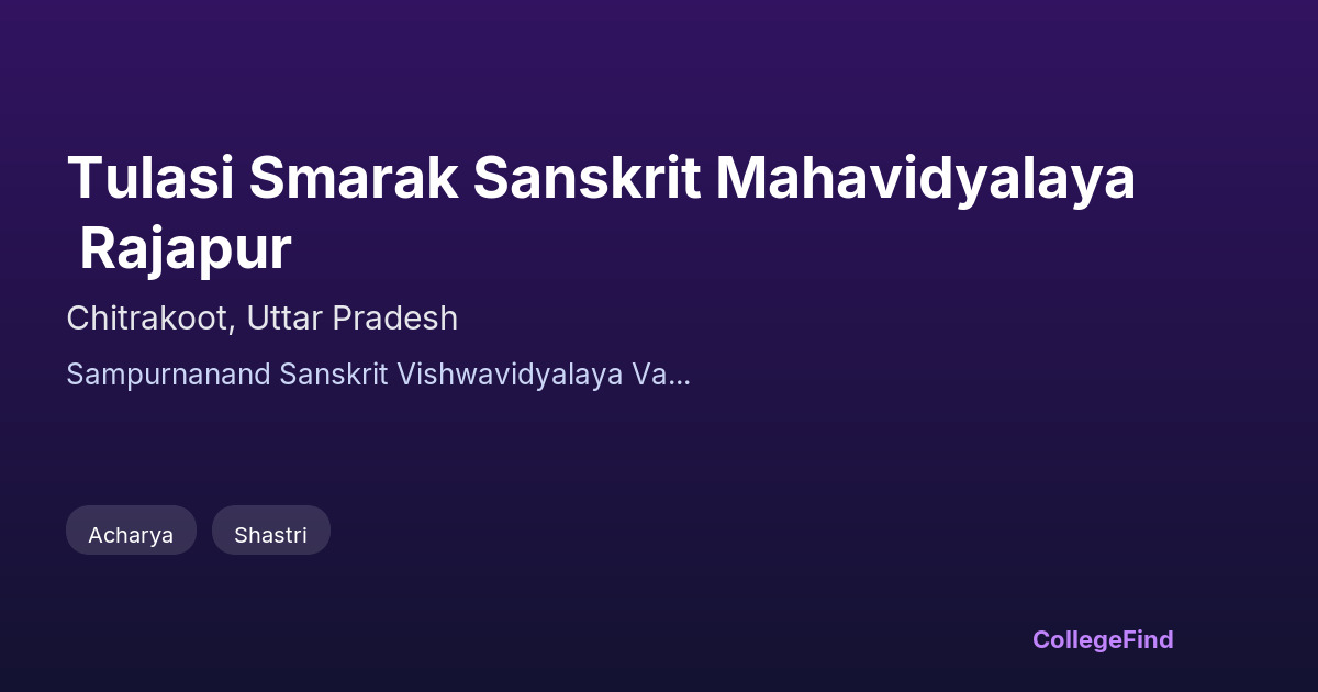 tulasi smarak sanskrit mahavidyalaya rajapur
