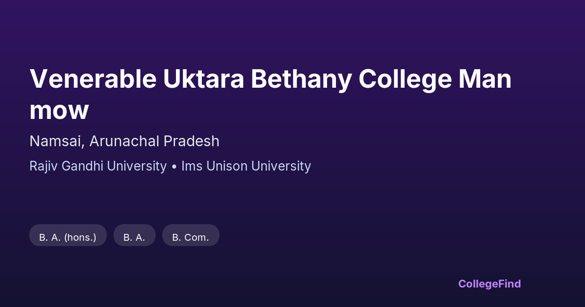 venerable uktara bethany college manmow