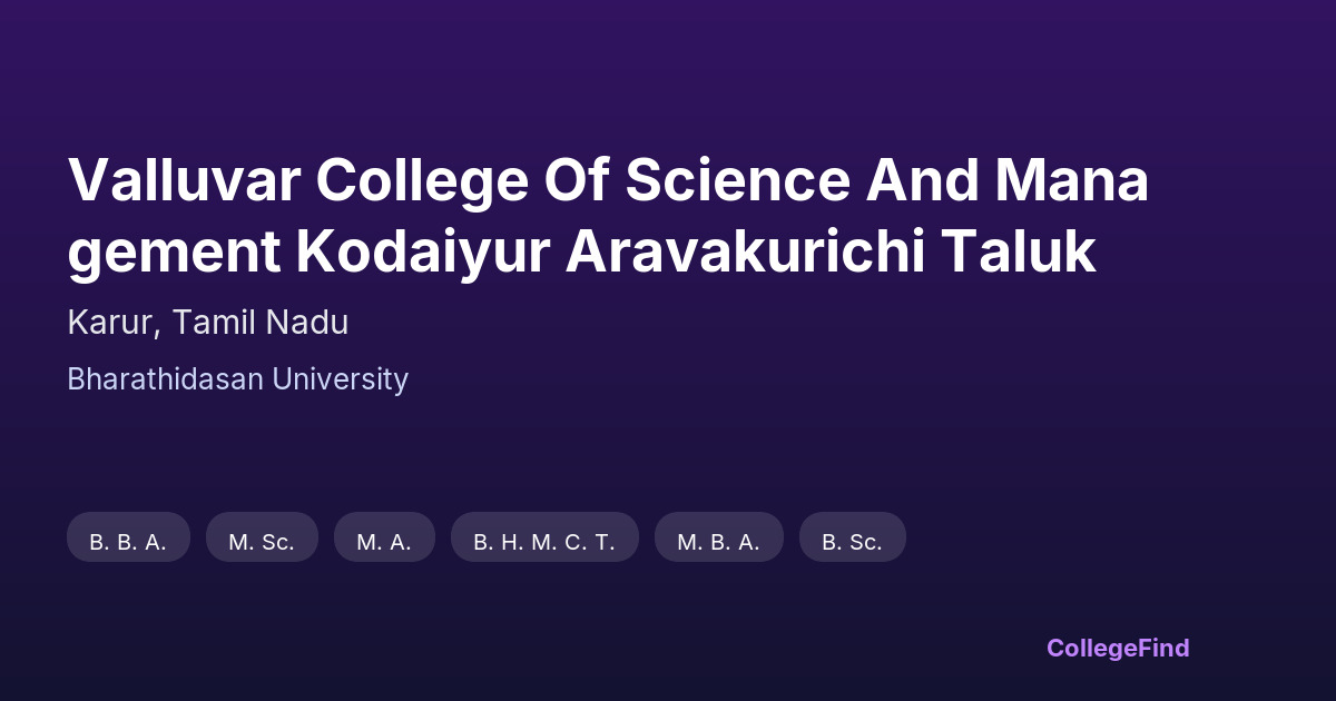 valluvar college of science and management kodaiyur aravakurichi taluk
