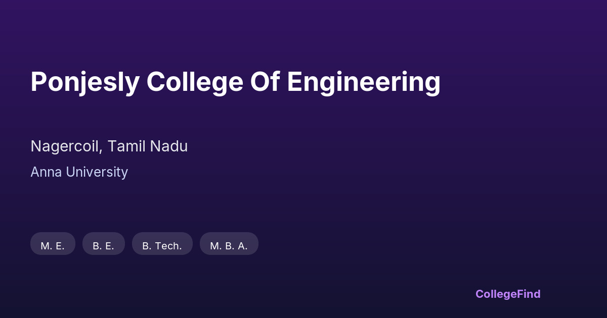 ponjesly college of engineering