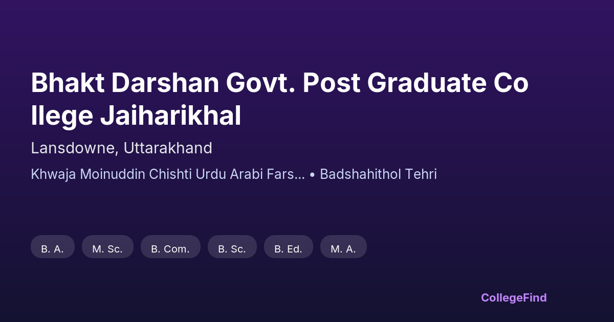 bhakt darshan govt. post graduate college jaiharikhal