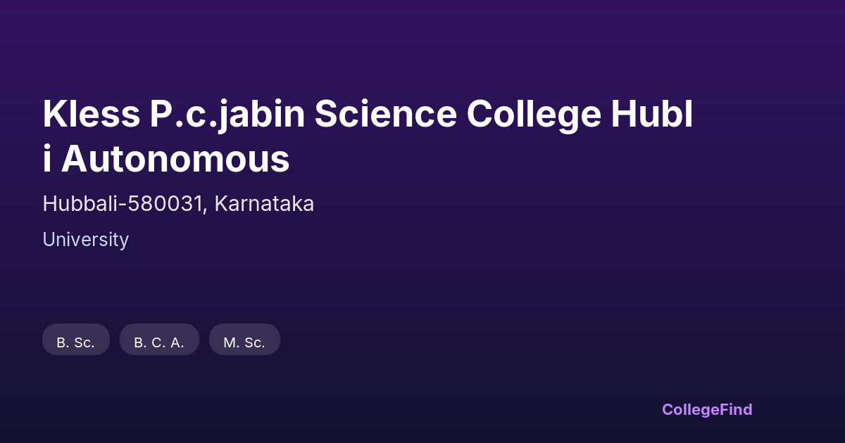 kless p.c.jabin science college hubli autonomous
