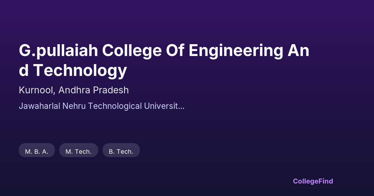 g.pullaiah college of engineering and technology