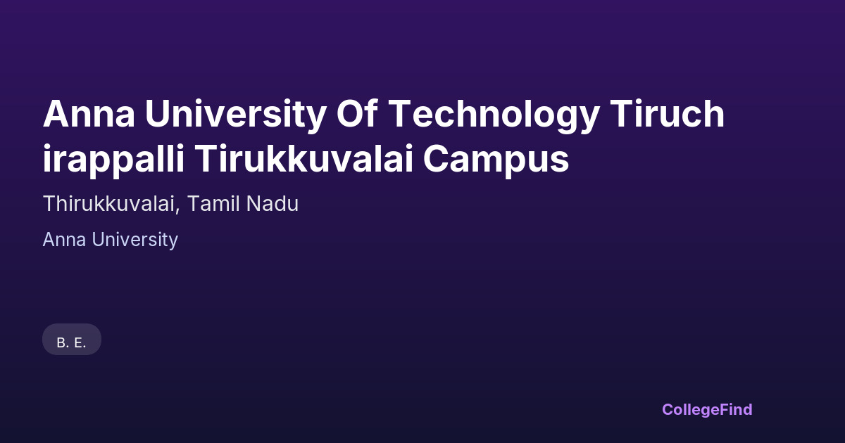 anna university of technology tiruchirappalli tirukkuvalai campus