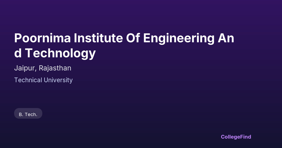 poornima institute of engineering and technology