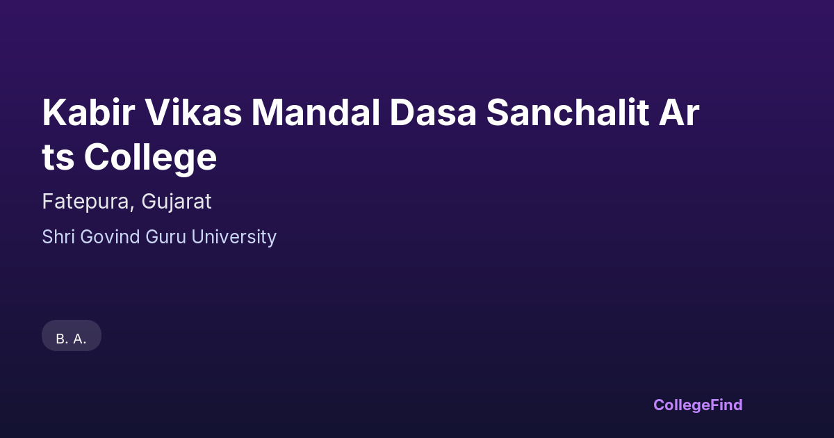 kabir vikas mandal dasa sanchalit arts college