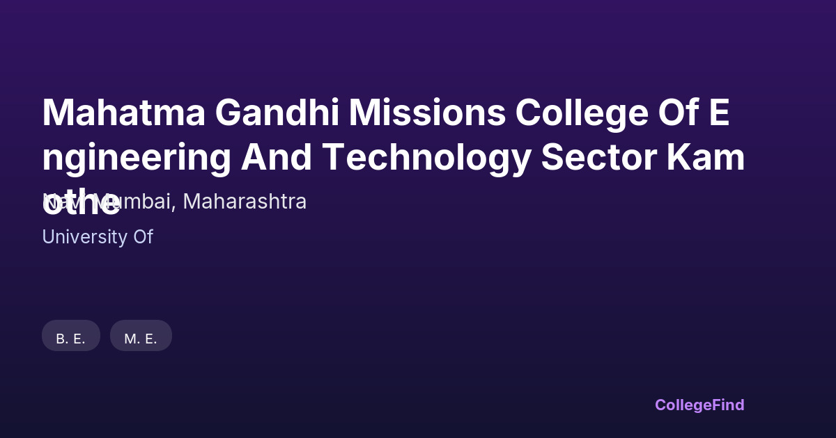 mahatma gandhi missions college of engineering and technology sector kamothe