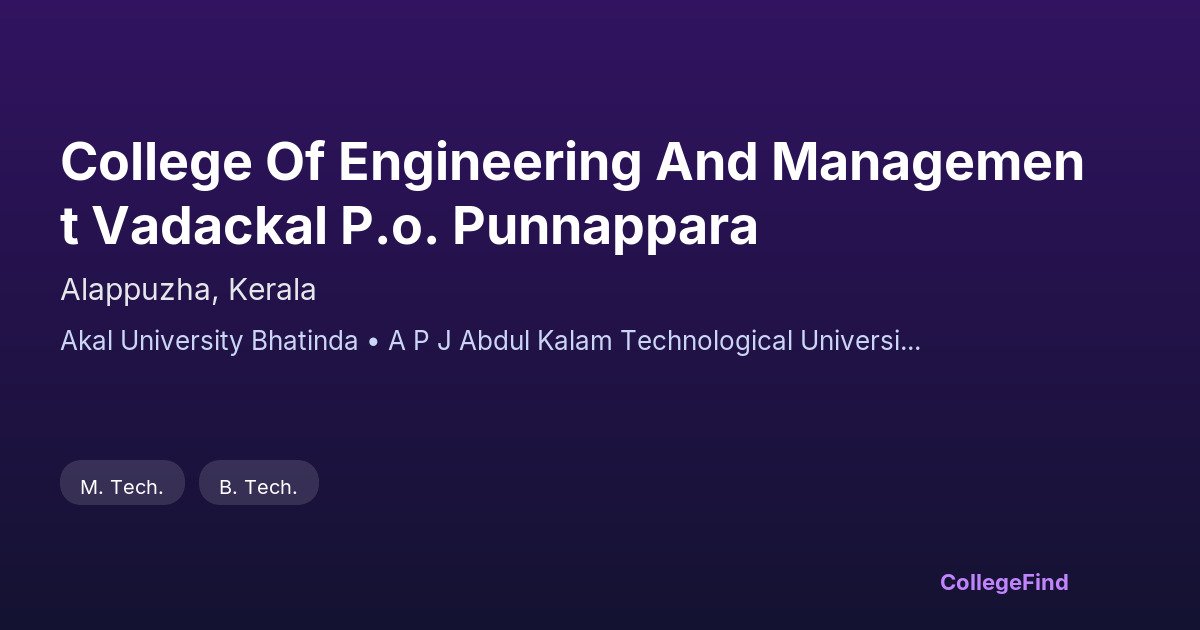 college of engineering and management vadackal p.o. punnappara
