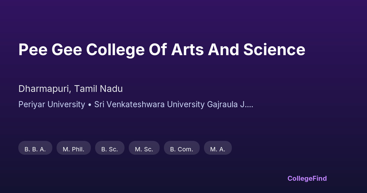 pee gee college of arts and science