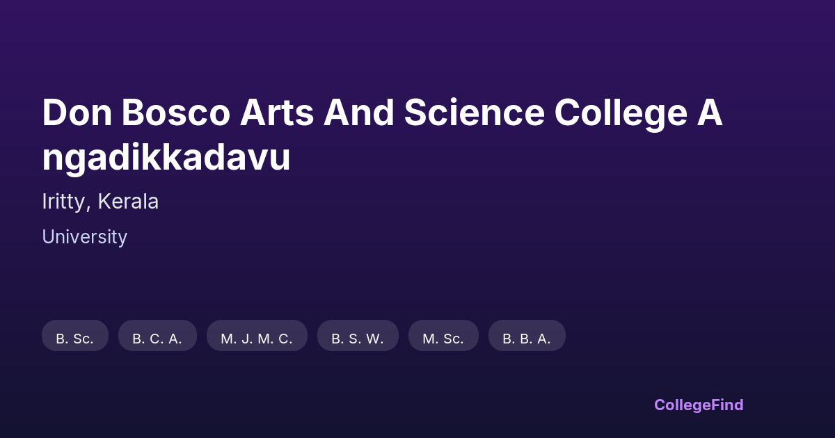 don bosco arts and science college angadikkadavu