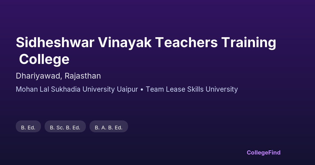 sidheshwar vinayak teachers training college