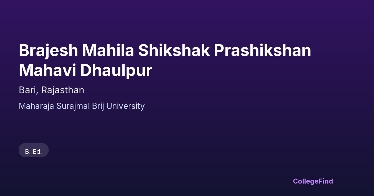 brajesh mahila shikshak prashikshan mahavi dhaulpur