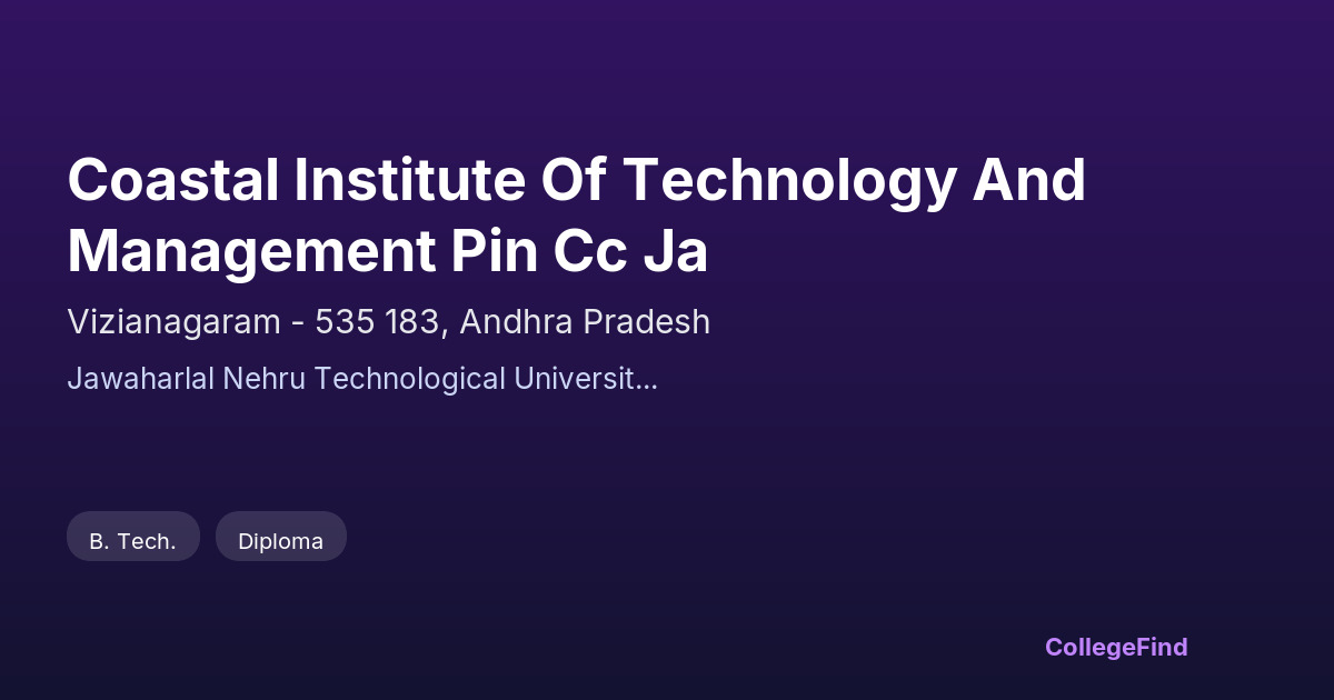 coastal institute of technology and management pin cc ja