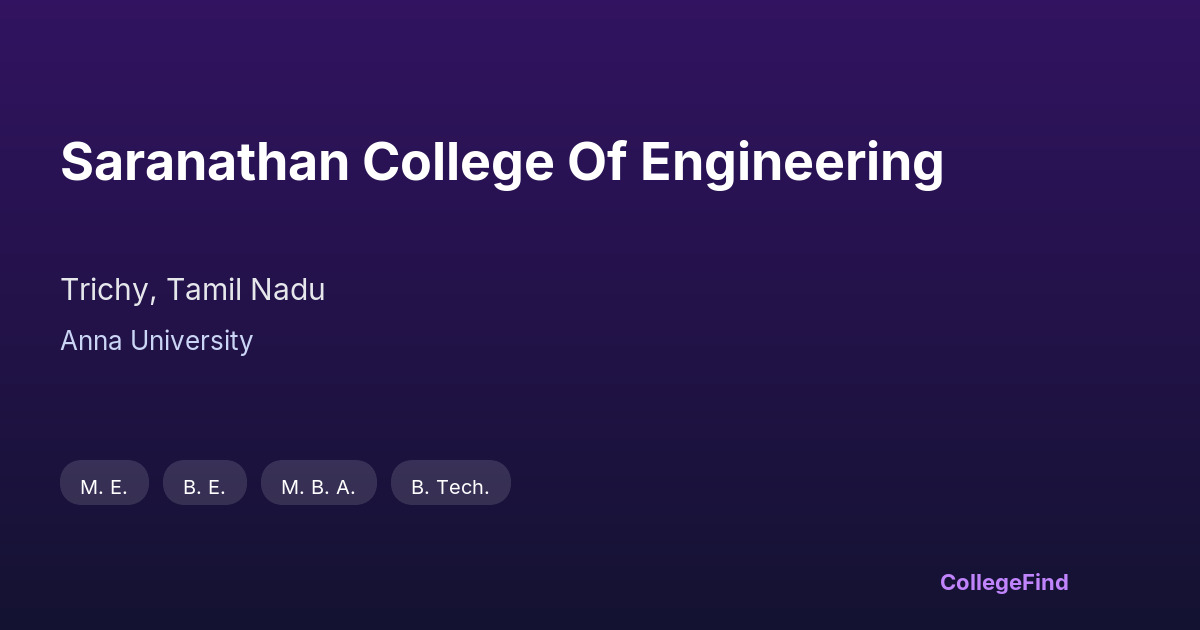 saranathan college of engineering
