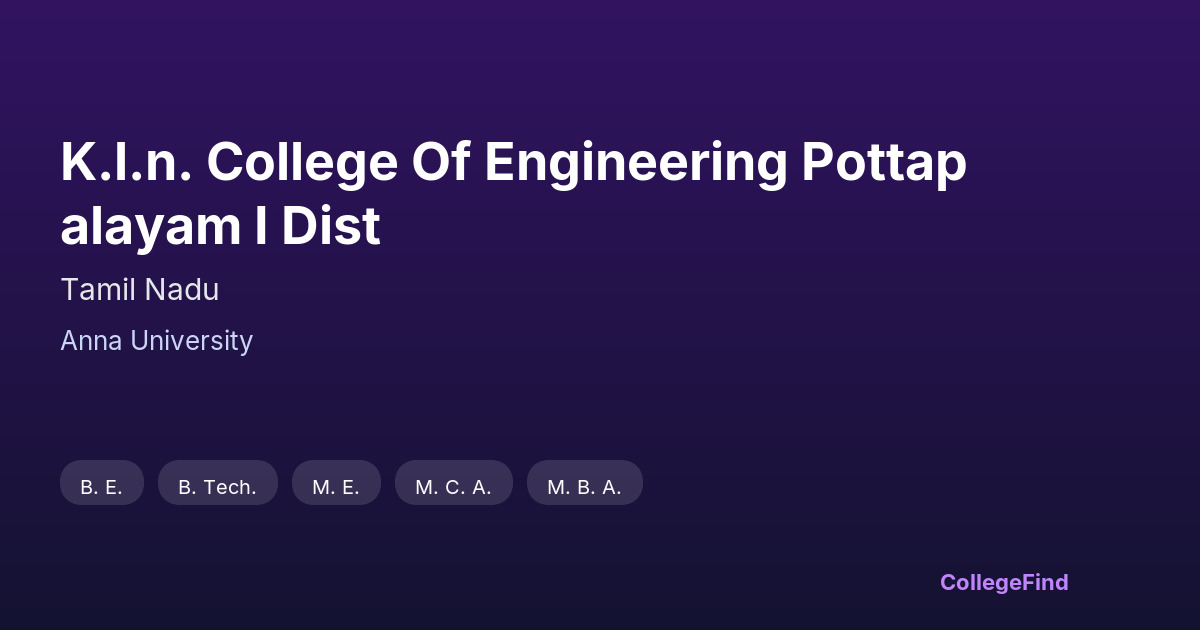 k.l.n. college of engineering pottapalayam i dist