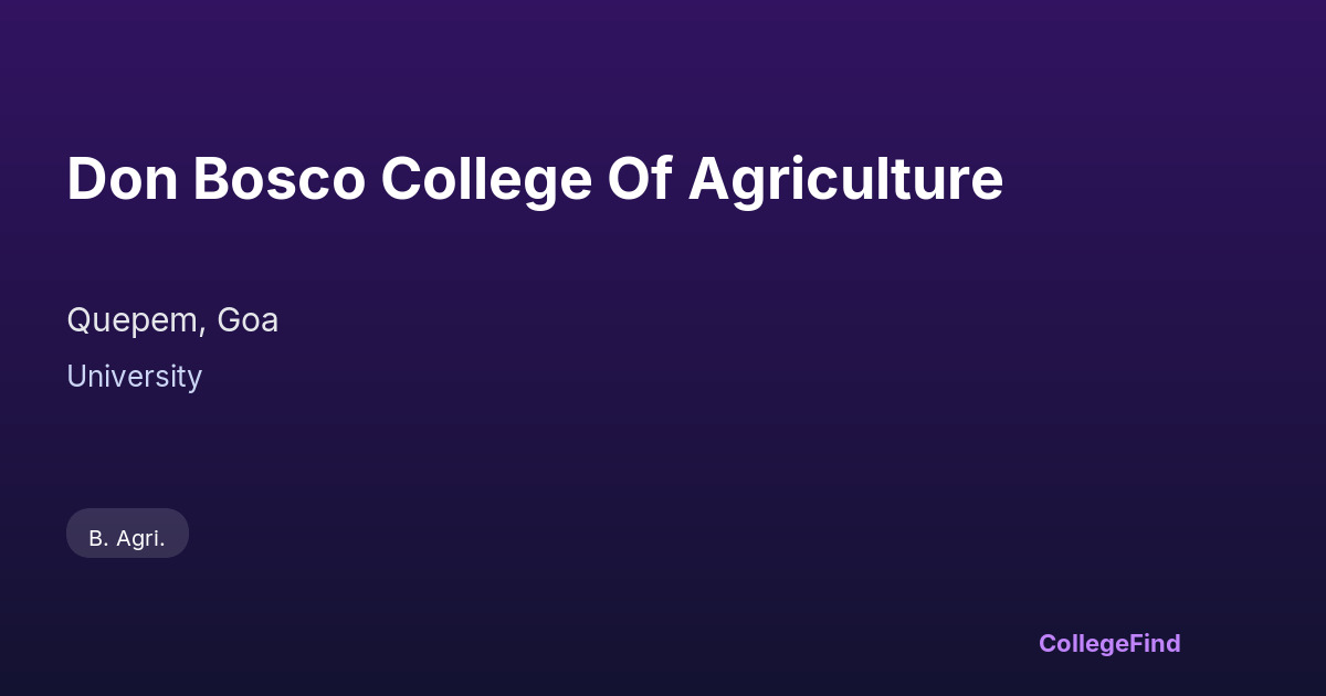 don bosco college of agriculture