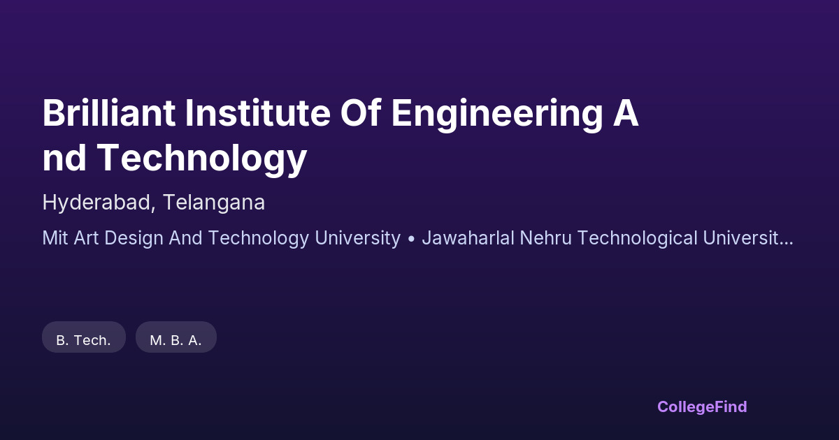 brilliant institute of engineering and technology