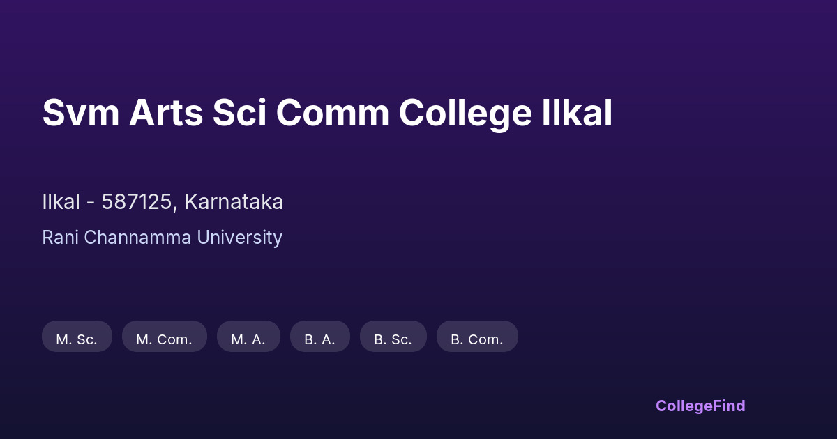 svm arts sci comm college ilkal