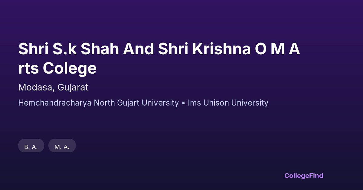 shri s.k shah and shri krishna o m arts colege