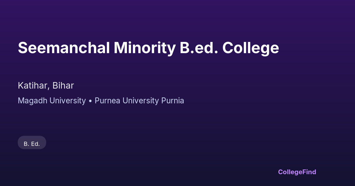 seemanchal minority b.ed. college