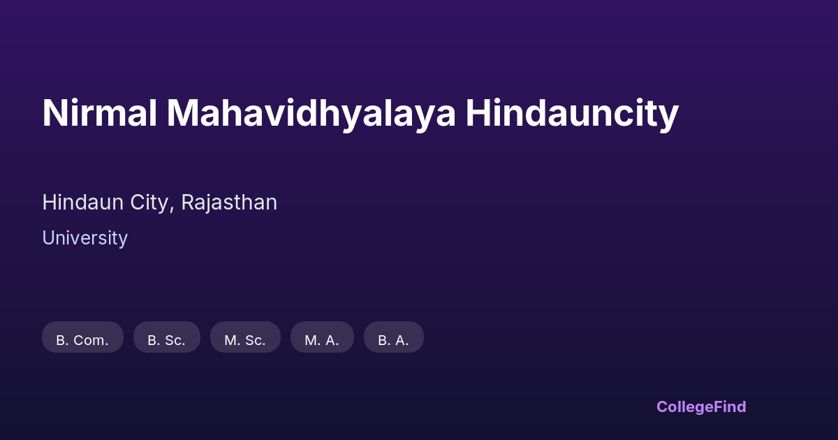 nirmal mahavidhyalaya hindauncity