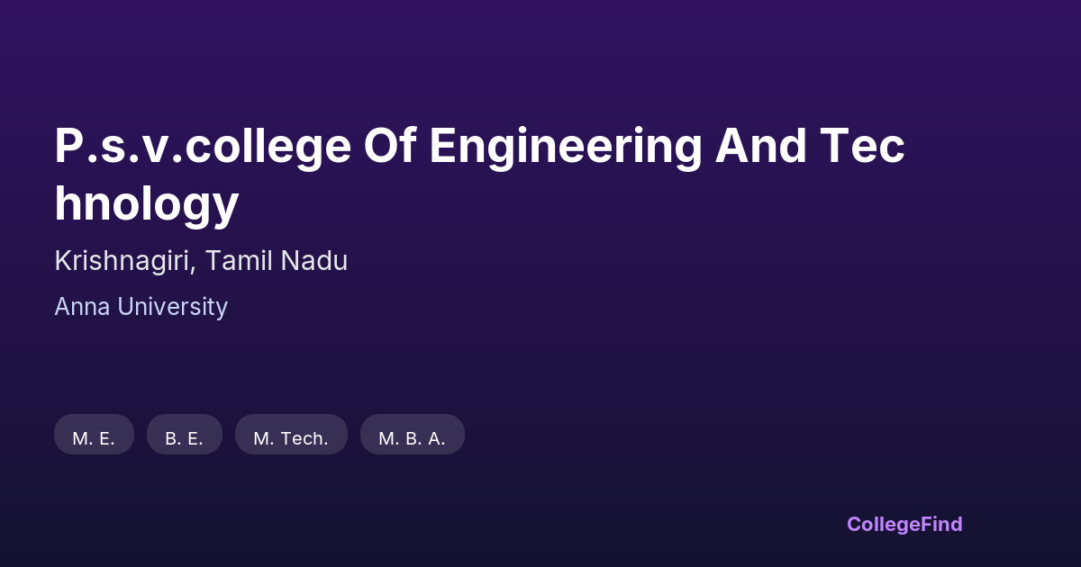 p.s.v.college of engineering and technology