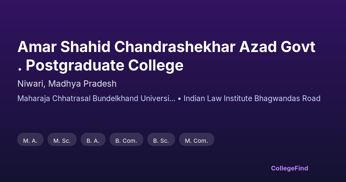amar shahid chandrashekhar azad govt. postgraduate college