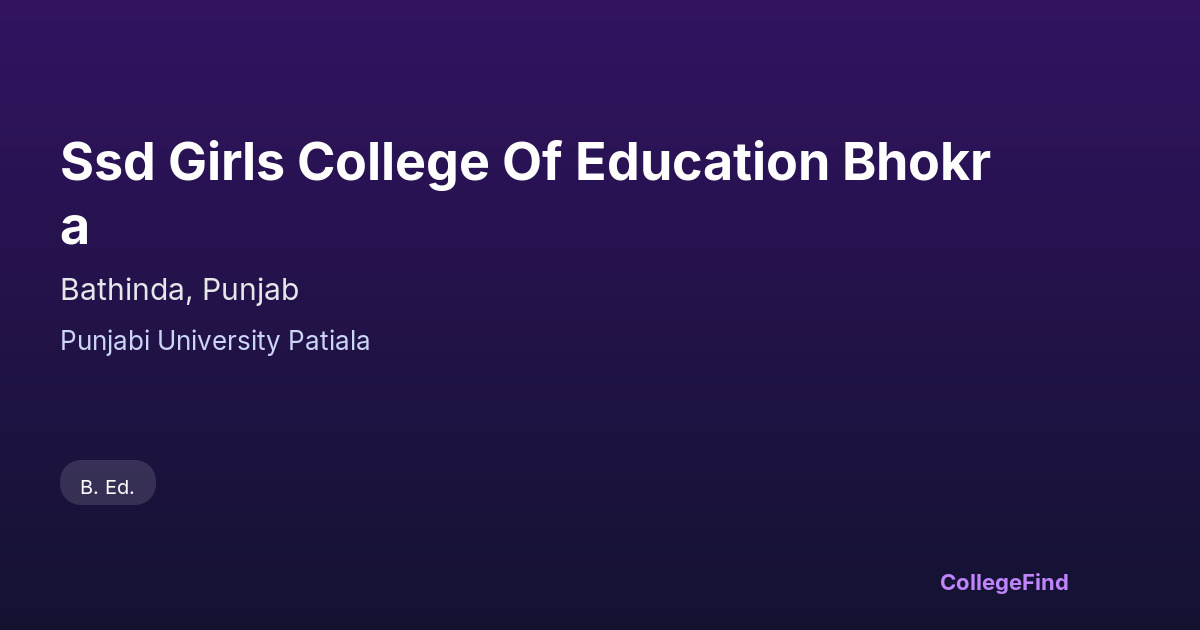ssd girls college of education bhokra