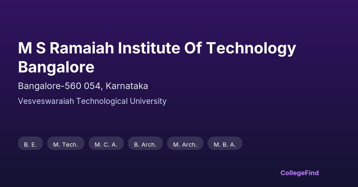m s ramaiah institute of technology bangalore