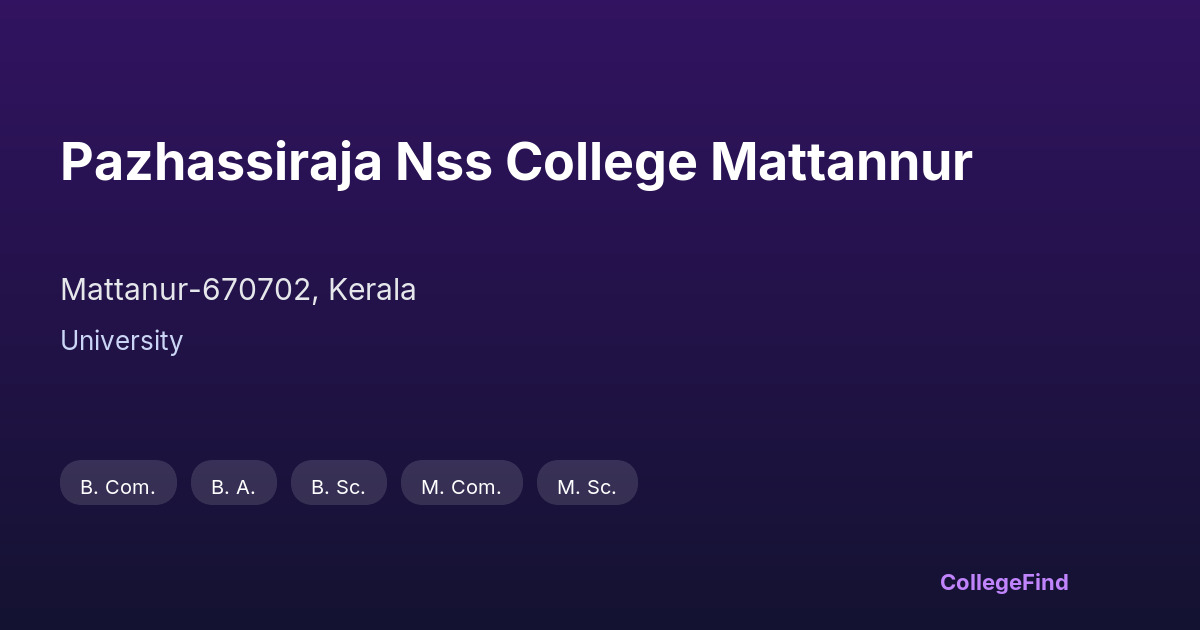 pazhassiraja nss college mattannur