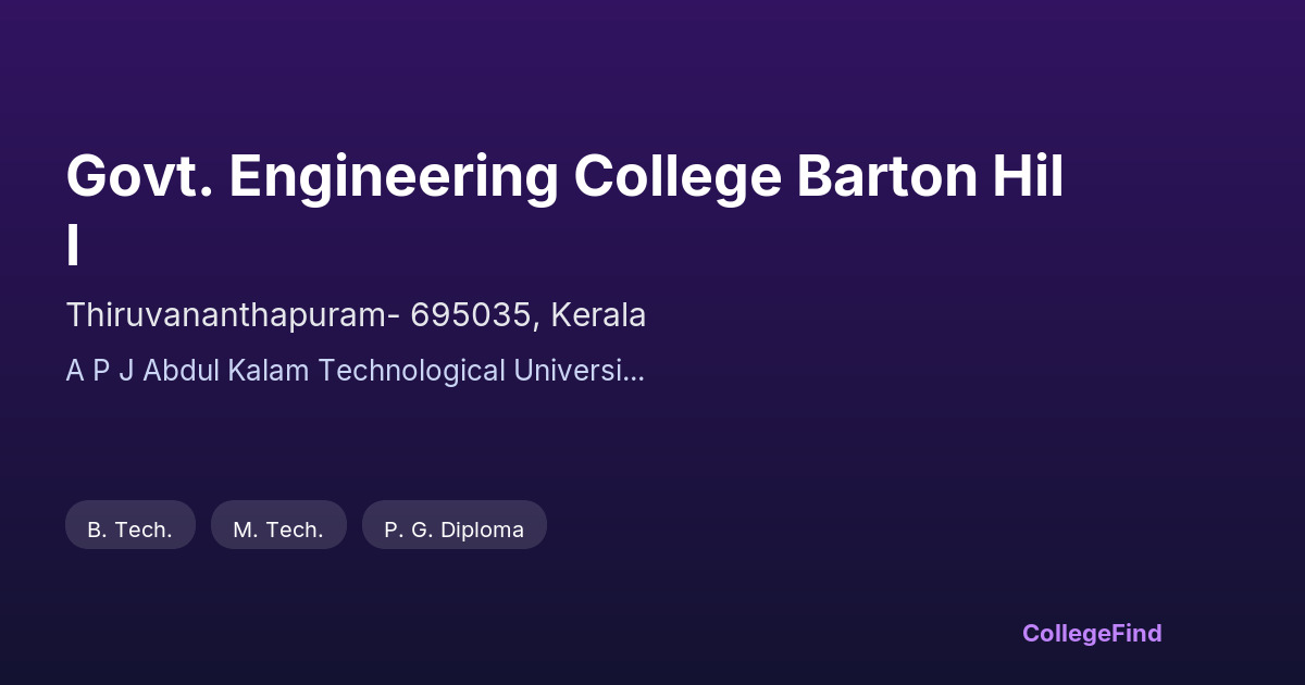 govt. engineering college barton hill