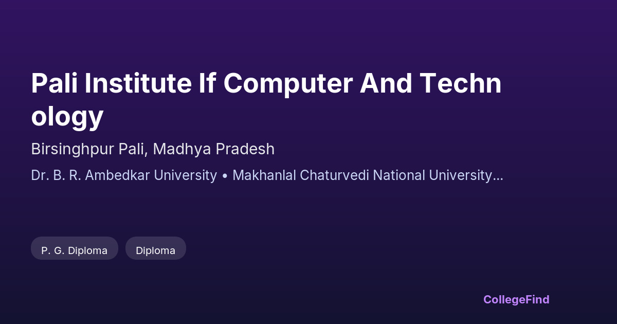 pali institute if computer and technology