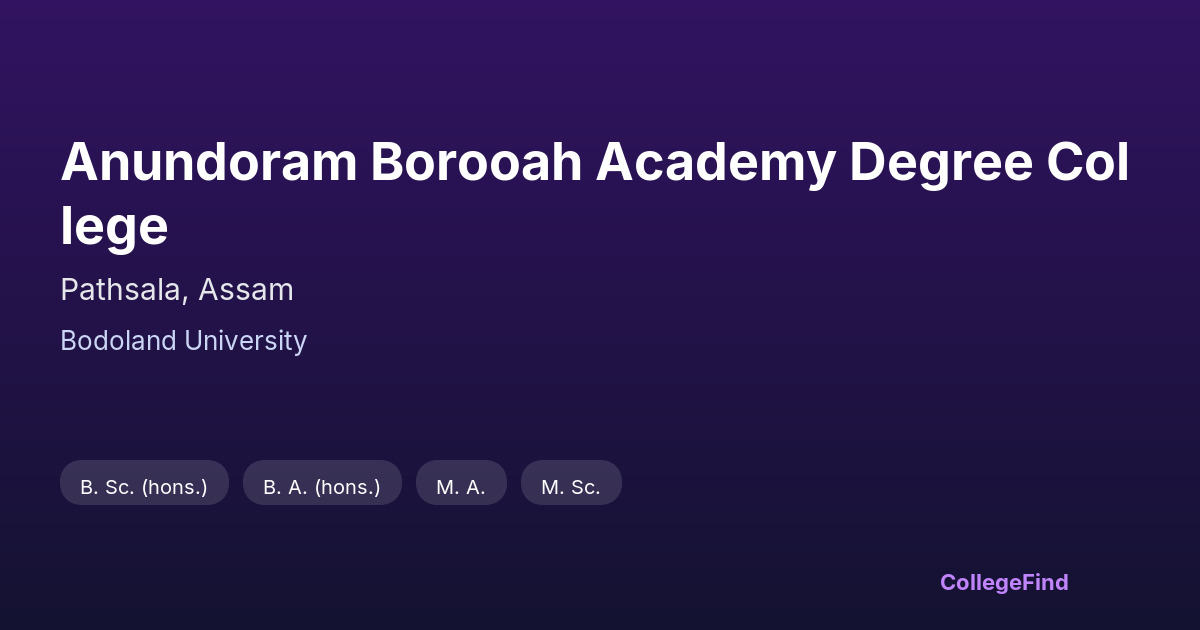 anundoram borooah academy degree college