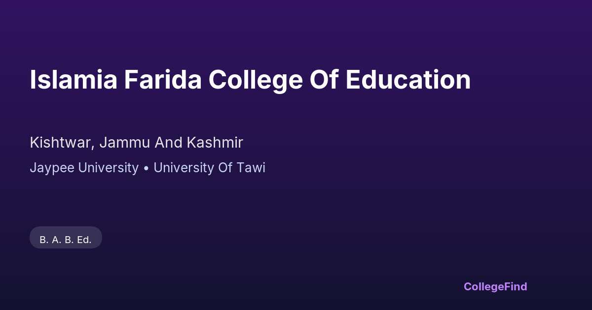 islamia farida college of education