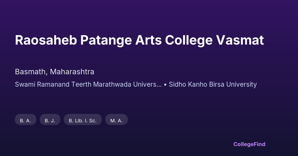 raosaheb patange arts college vasmat