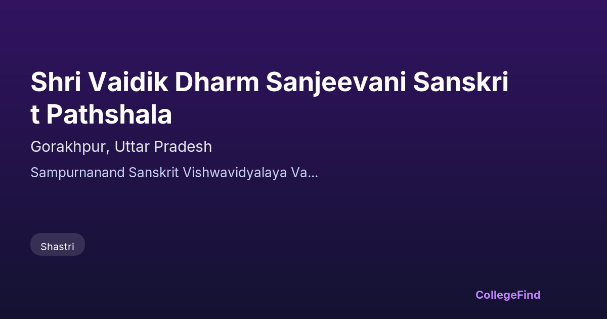 shri vaidik dharm sanjeevani sanskrit pathshala