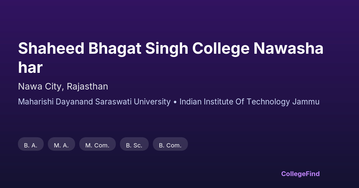 shaheed bhagat singh college nawashahar