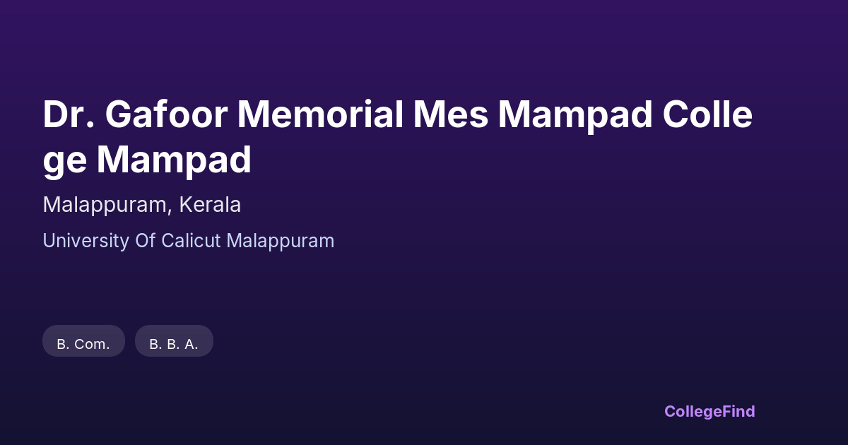 dr. gafoor memorial mes mampad college mampad
