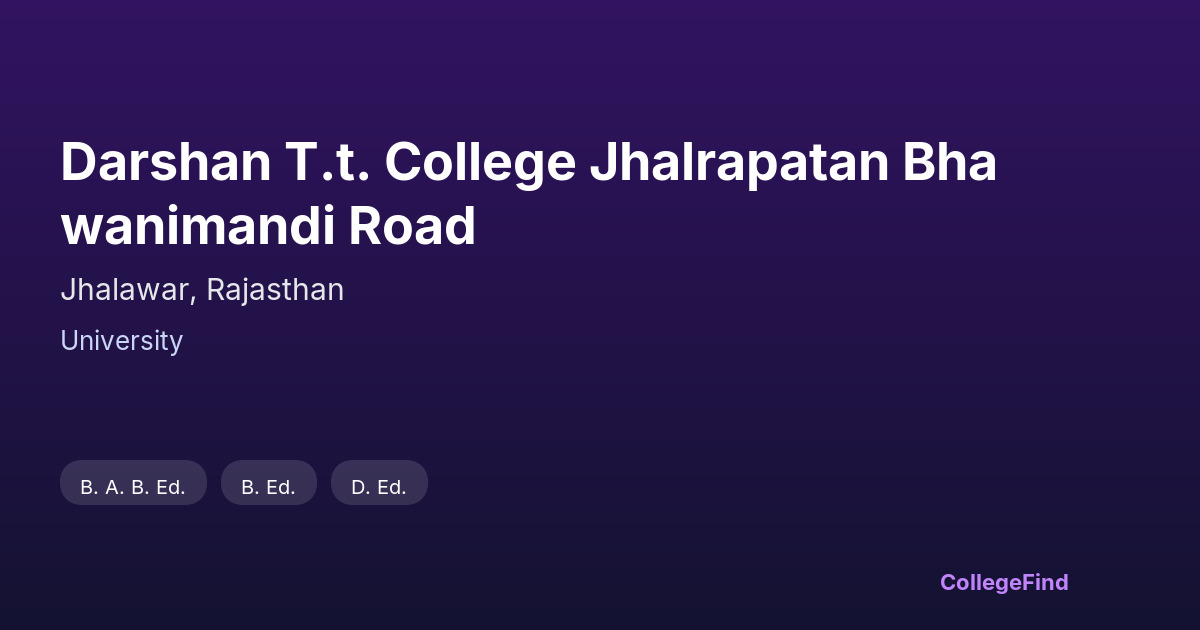 darshan t.t. college jhalrapatan bhawanimandi road