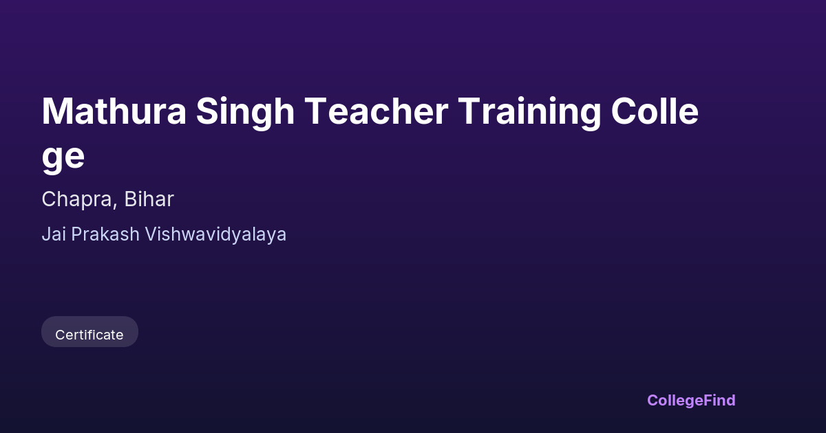 mathura singh teacher training college